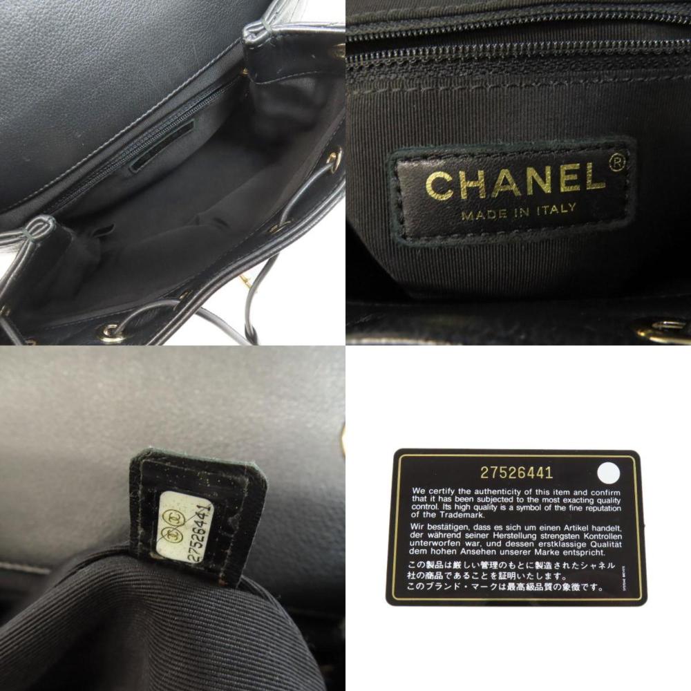 Black Leather Chanel Backpack