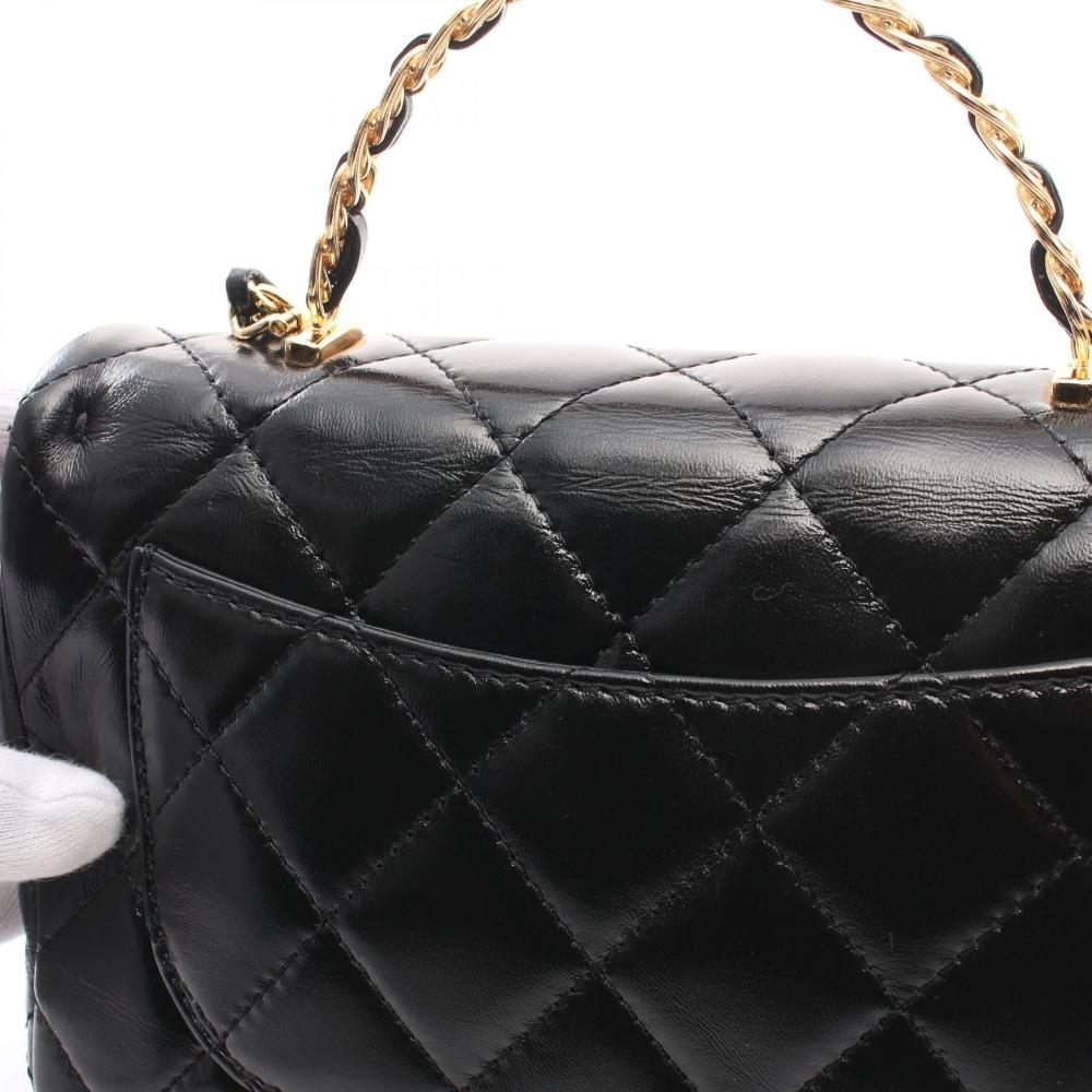 Black Leather Chanel Flap Bag