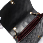 Black Leather Chanel Flap Bag
