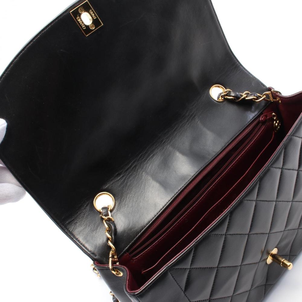 Black Leather Chanel Flap Bag