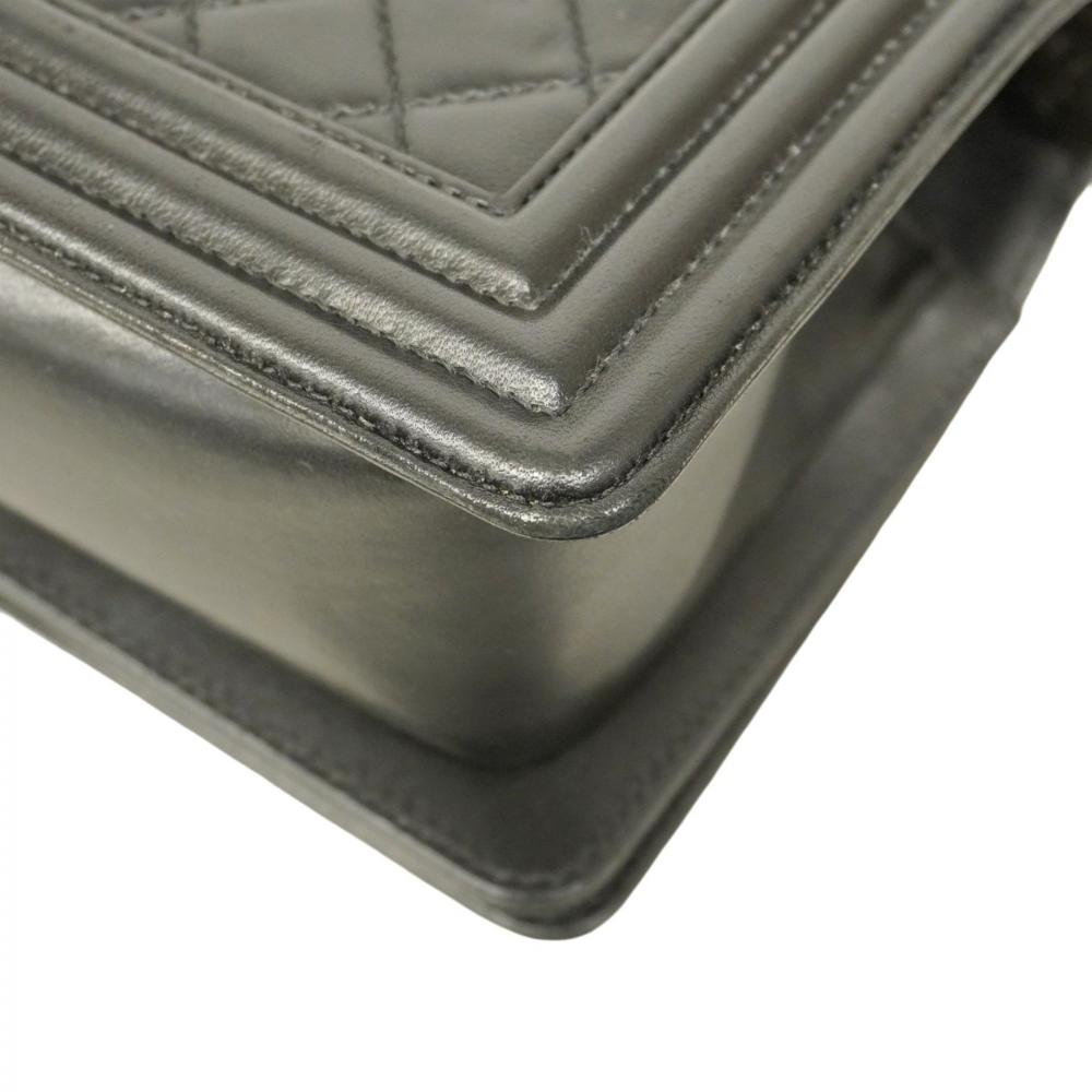 Black Leather Chanel Shoulder Bag