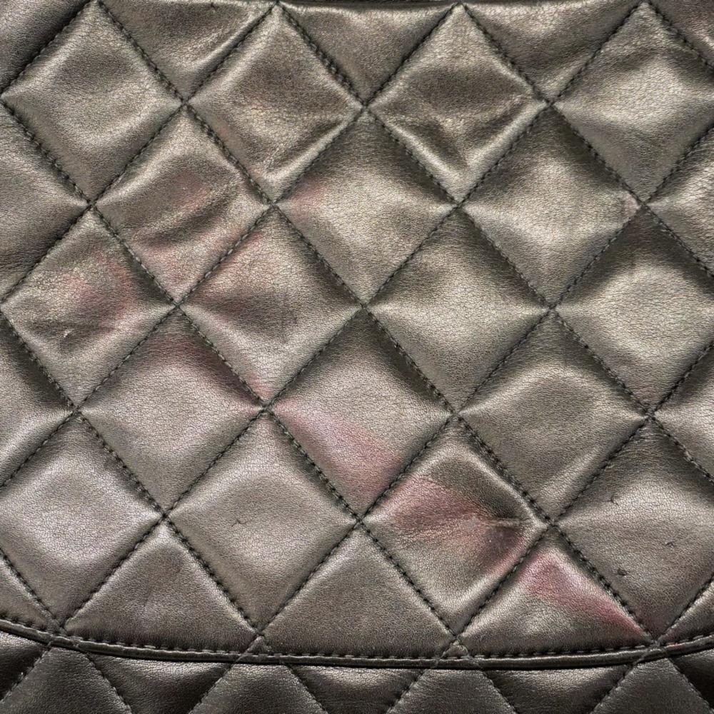 Black Leather Chanel Shoulder Bag