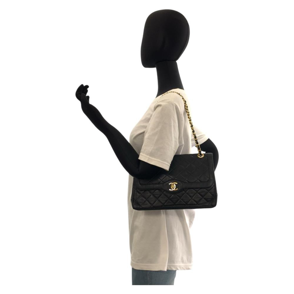 Black Leather Chanel Flap Bag