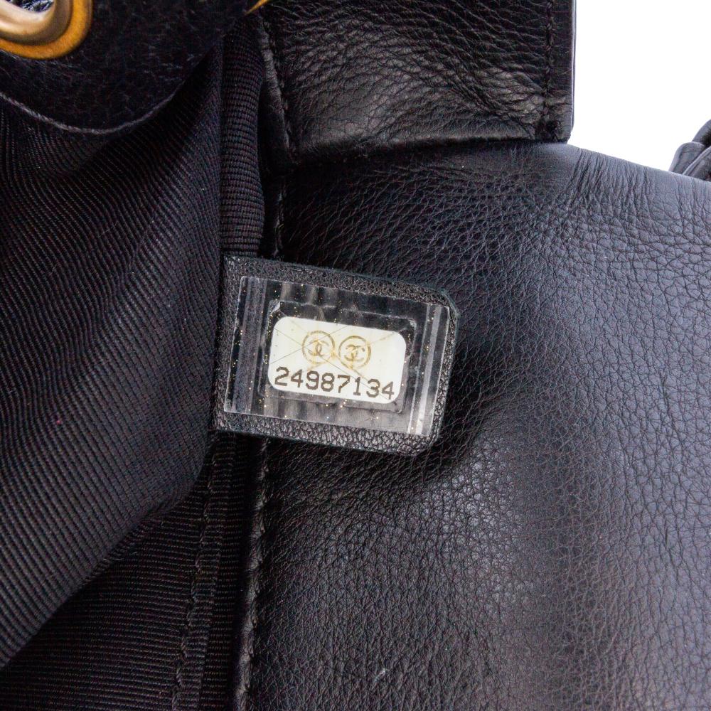 Black Leather Chanel Flap Bag