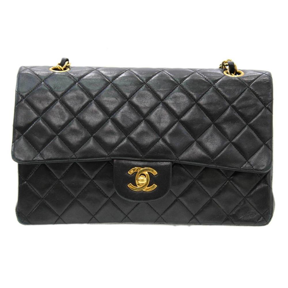 Black Leather Chanel Flap Bag
