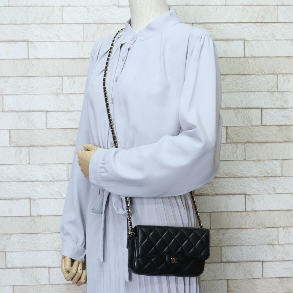 Black Leather Chanel Shoulder Bag