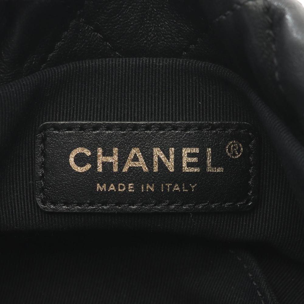 Black Leather Chanel Bucket Bag