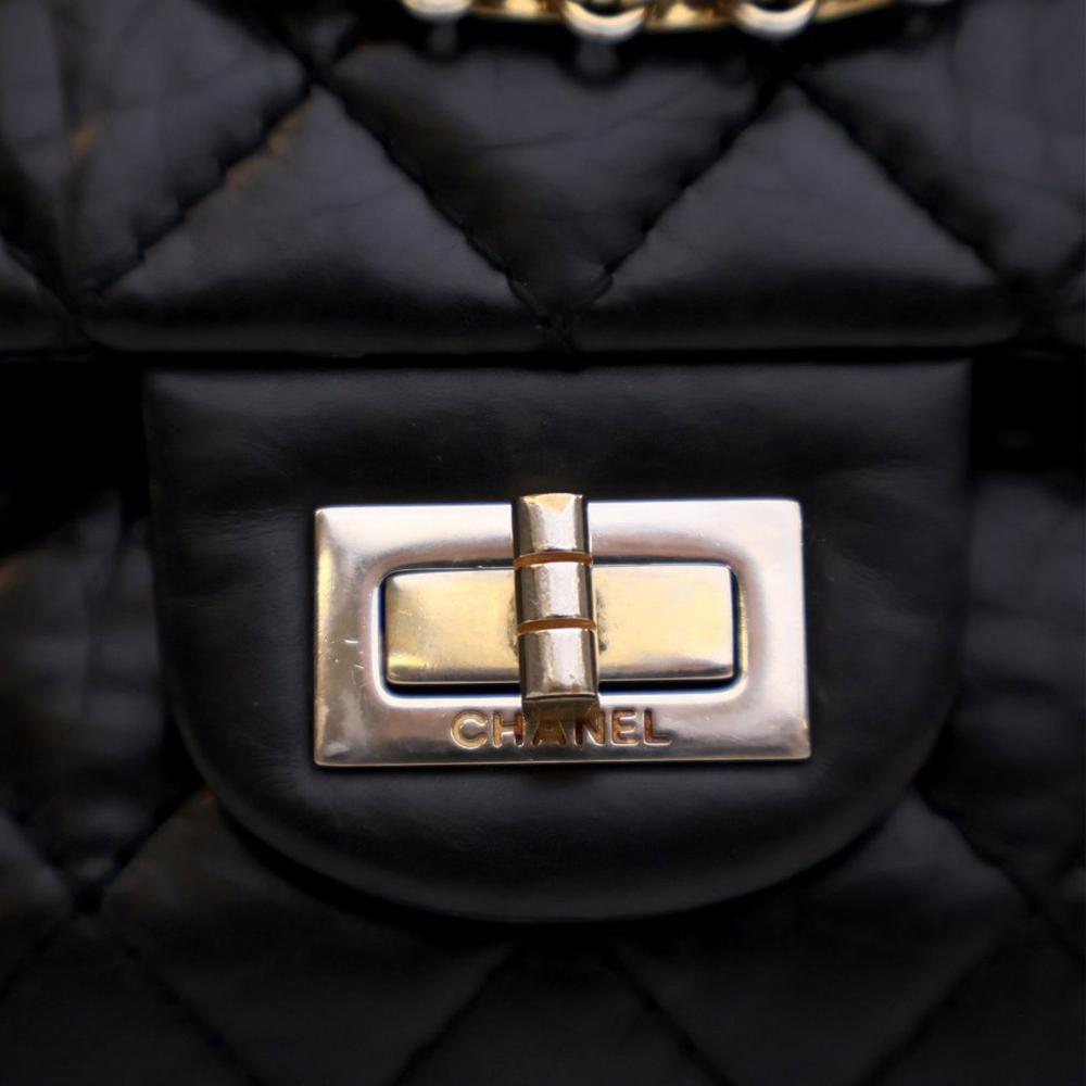 Black Leather Chanel Flap Bag