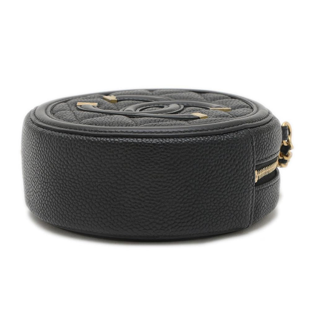 Black Leather Chanel Shoulder Bag