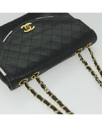 Black Leather Chanel Shoulder Bag