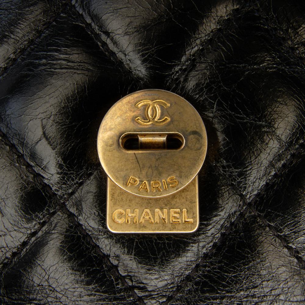 Black Leather Chanel Flap Bag