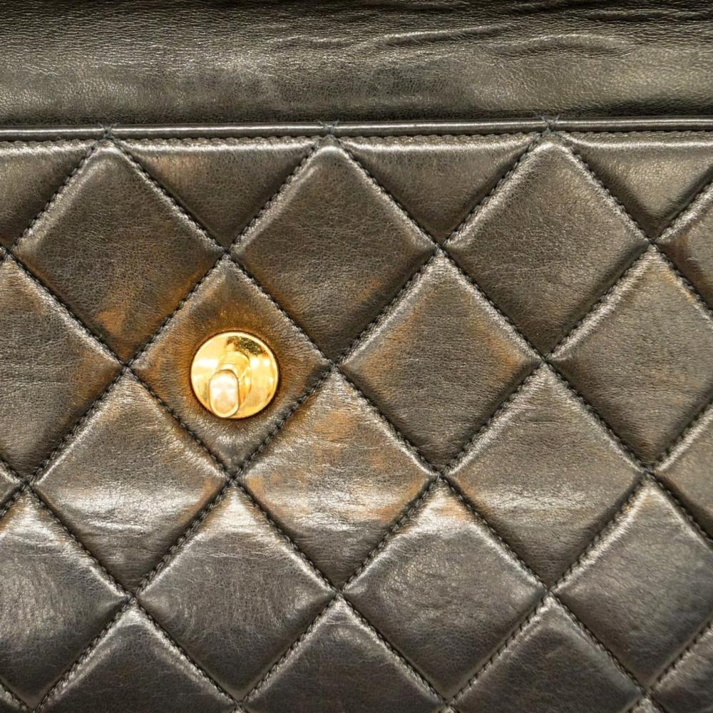 Black Leather Chanel Shoulder Bag
