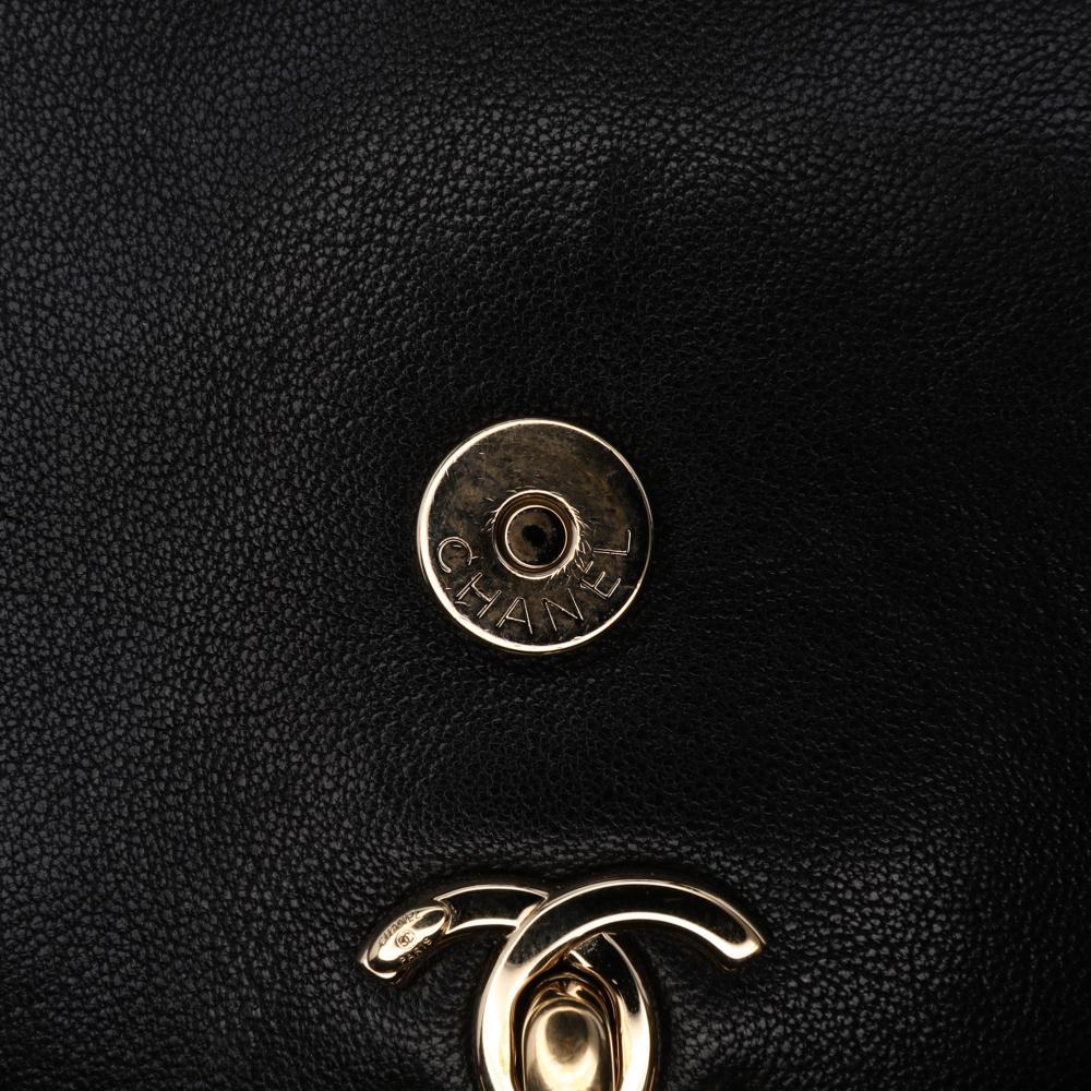 Black Leather Chanel Flap Bag