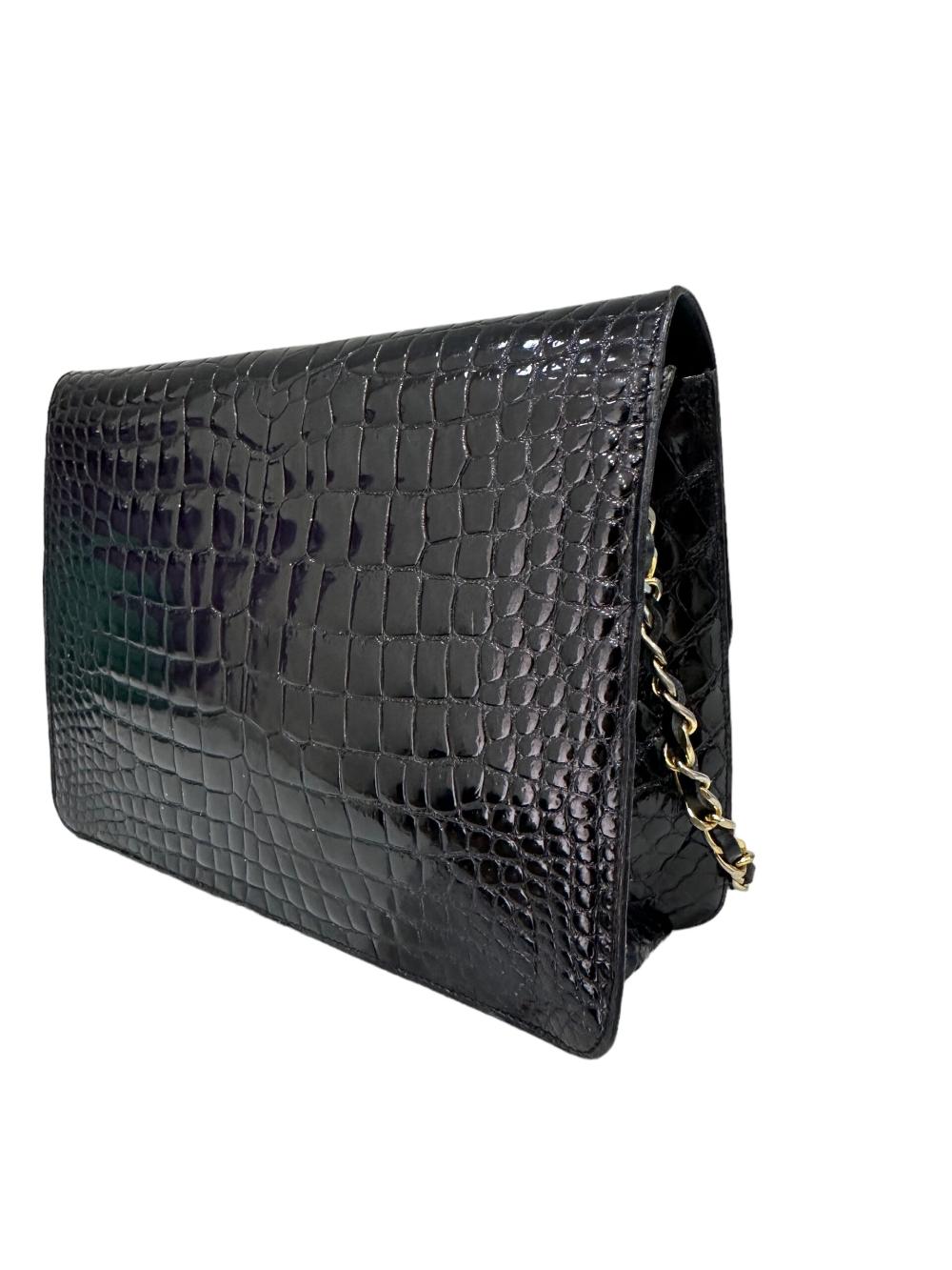 Black Leather Chanel Shoulder Bag
