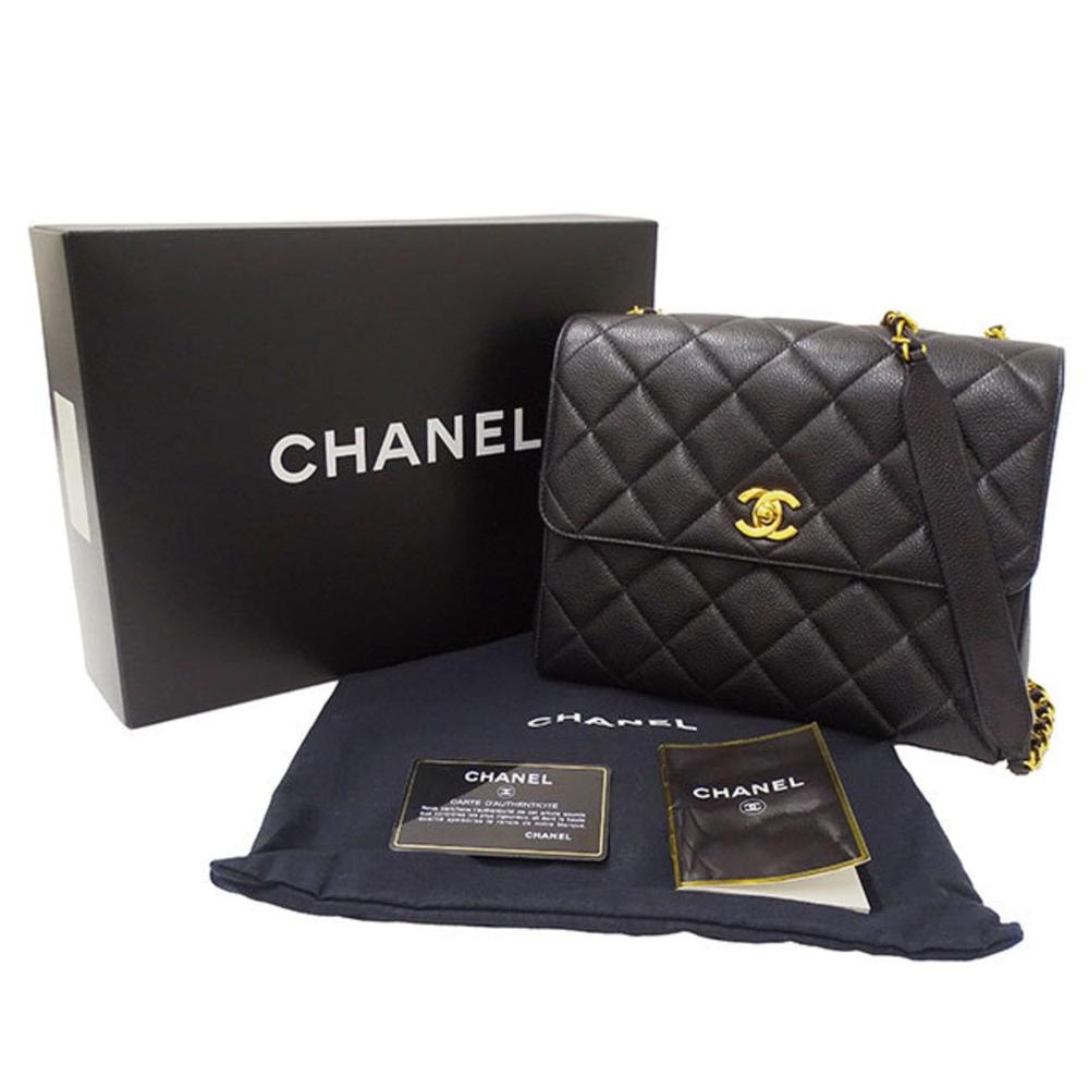 Black Leather Chanel Shoulder Bag