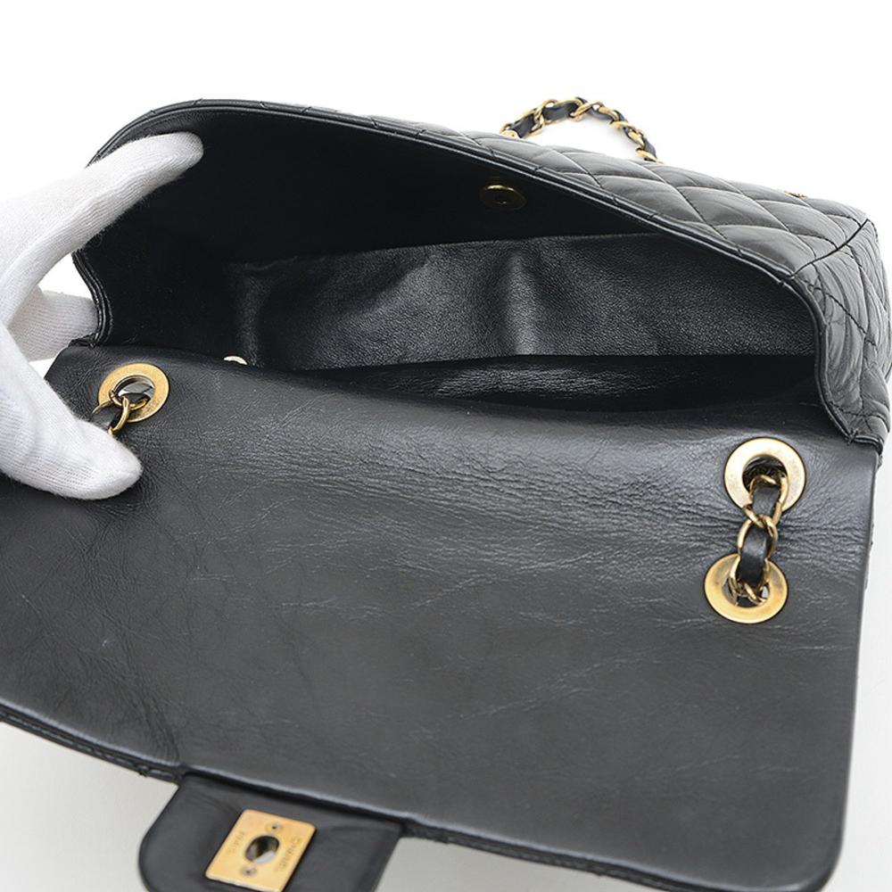 Black Leather Chanel Shoulder Bag