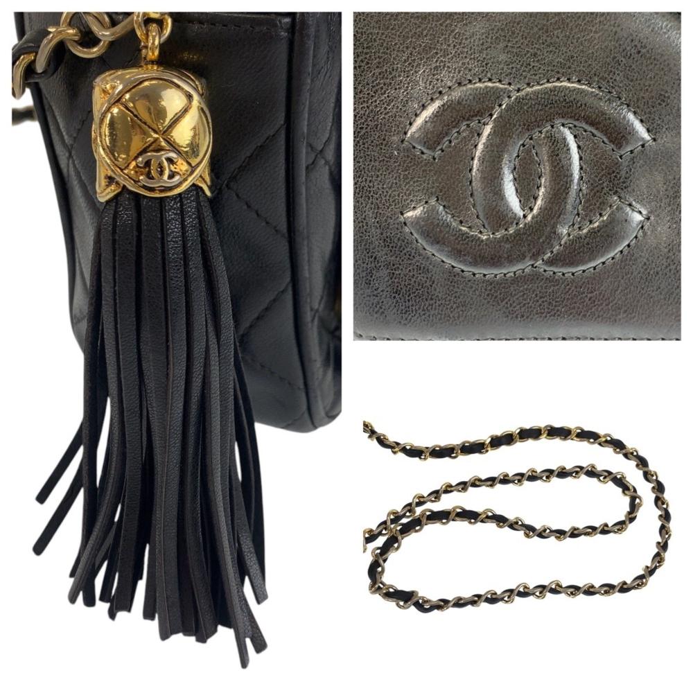 Black Leather Chanel Shoulder Bag