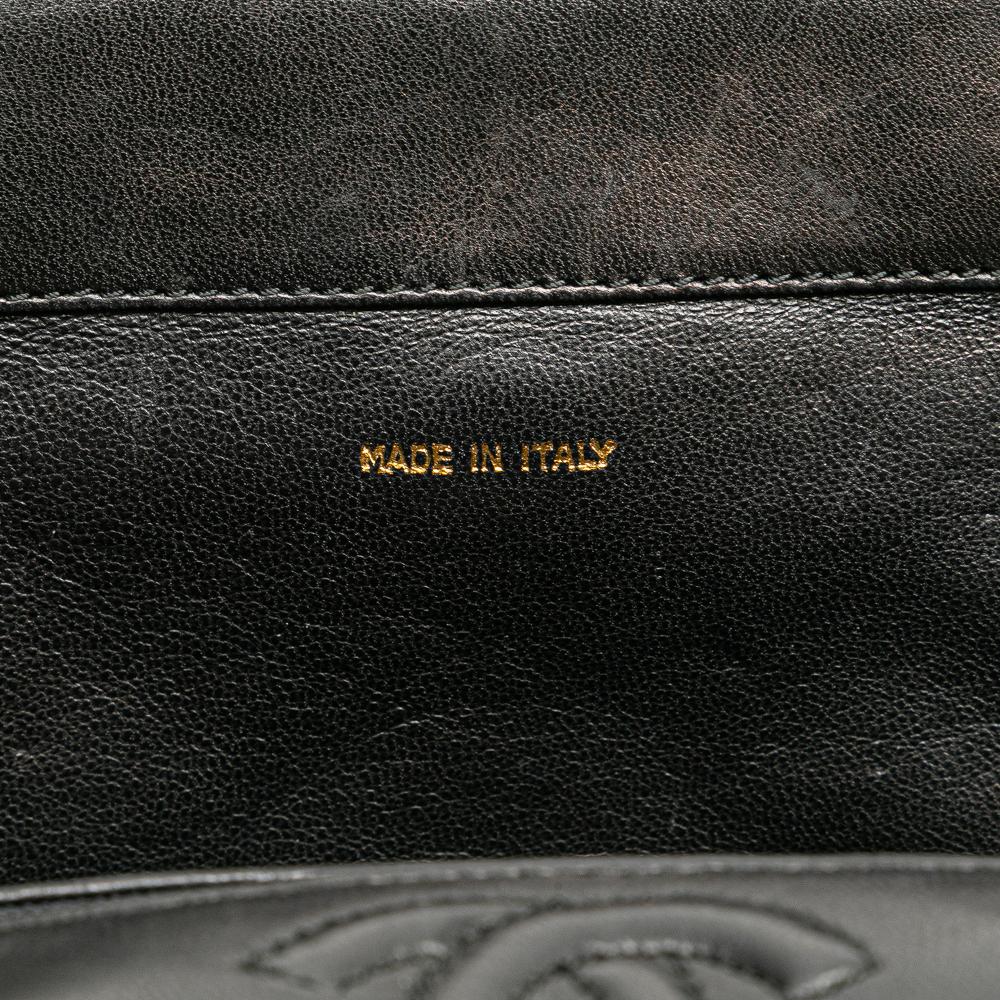 Black Leather Chanel Flap Bag