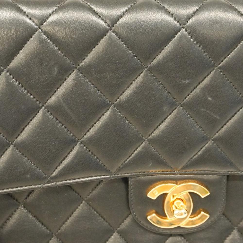 Black Leather Chanel Shoulder Bag