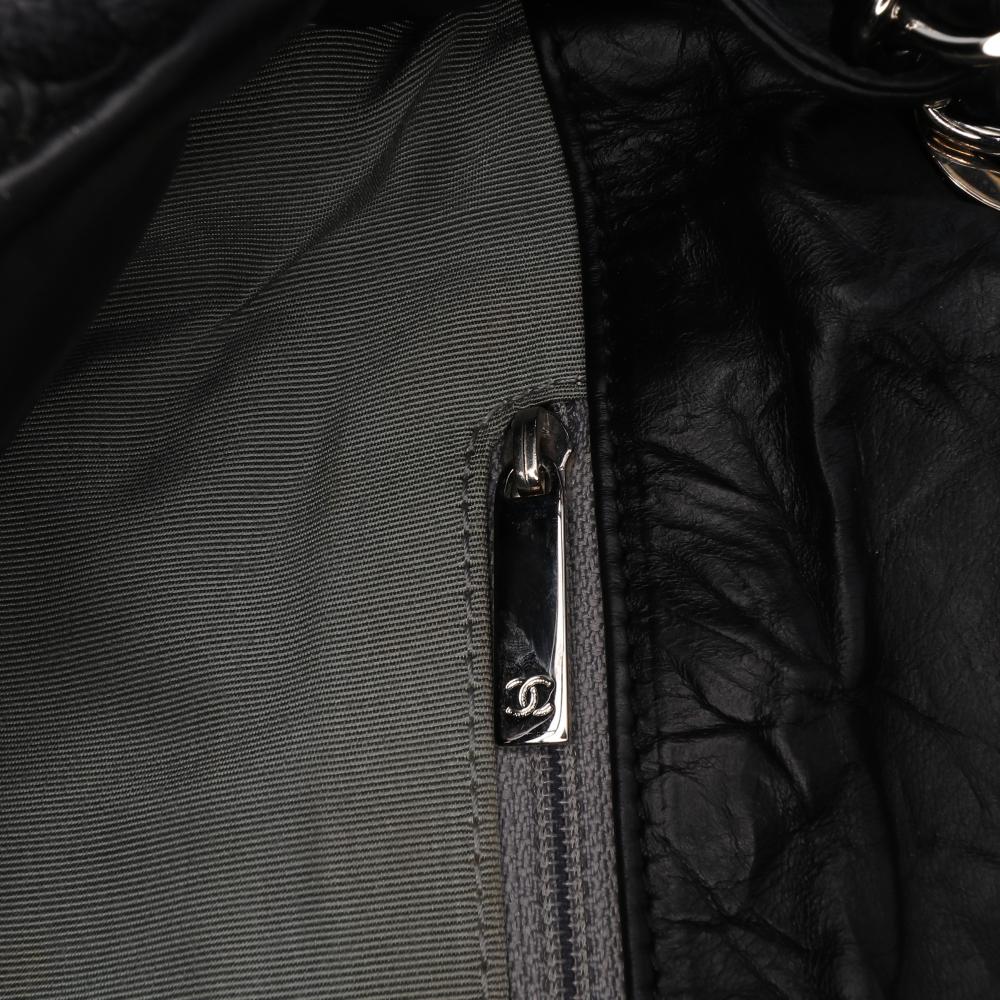 Black Leather Chanel Shoulder Bag
