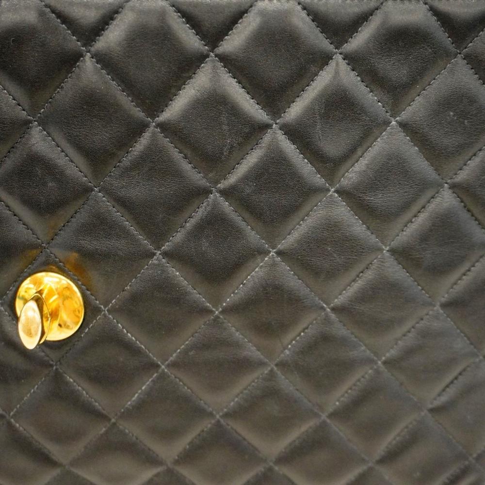 Black Leather Chanel Shoulder Bag