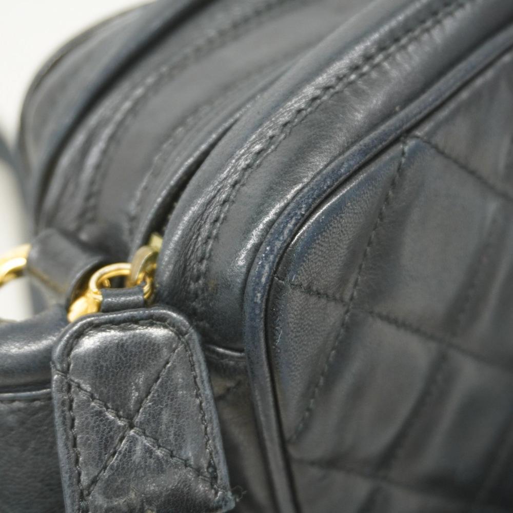 Black Leather Chanel Shoulder Bag
