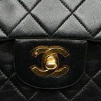 Black Leather Chanel Flap Bag