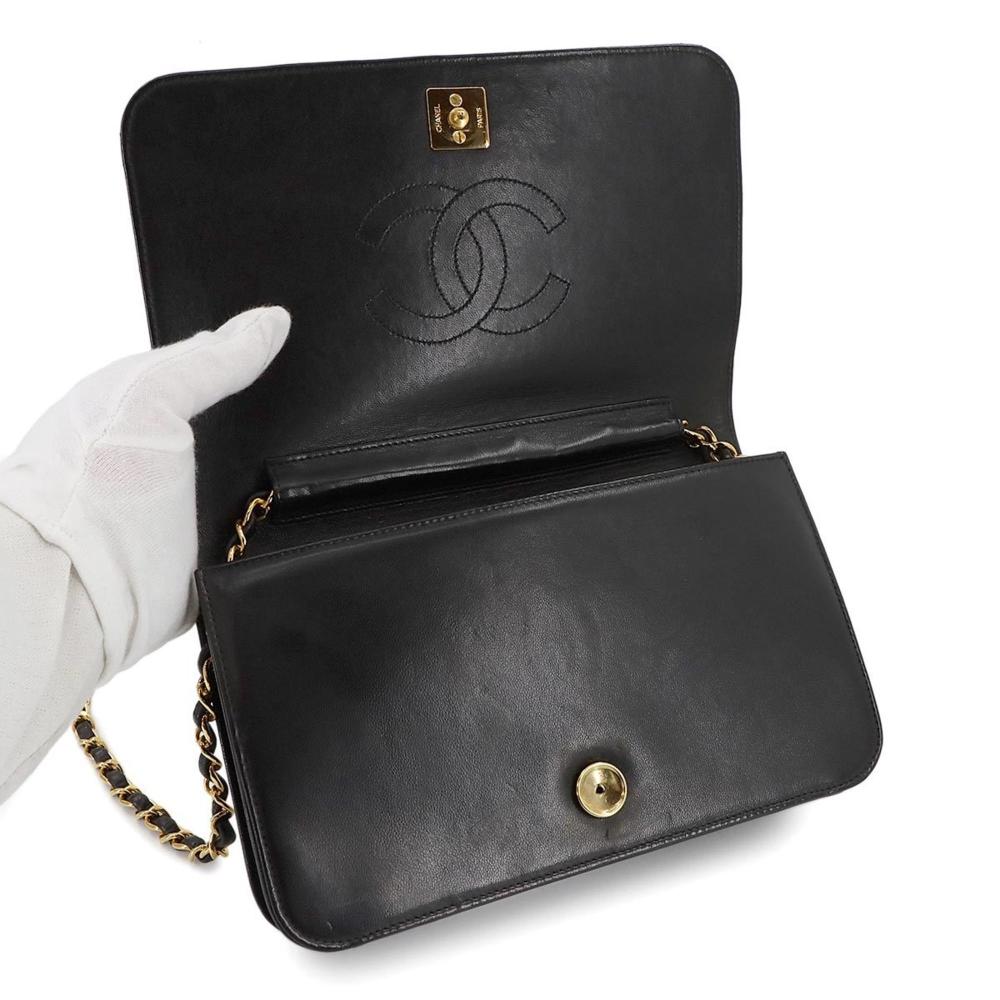 Black Leather Chanel Shoulder Bag