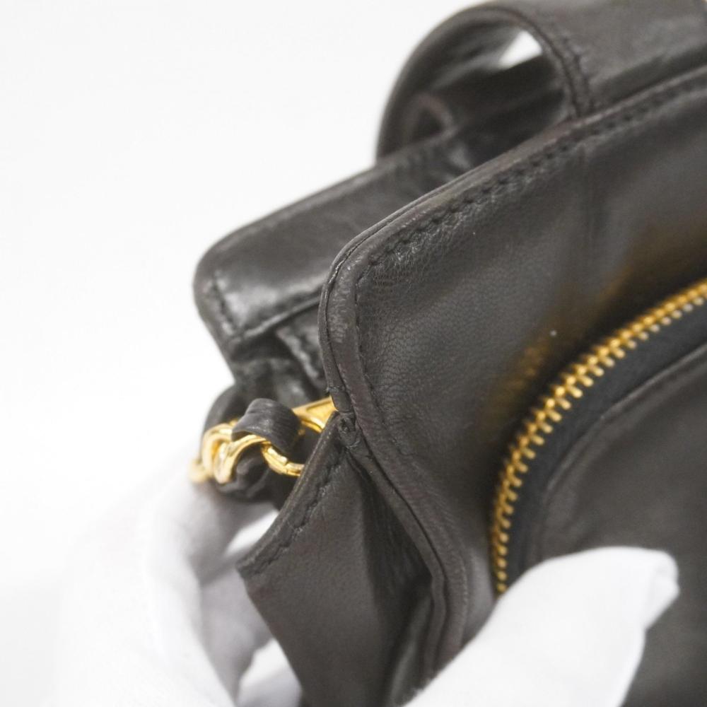Black Leather Chanel Shoulder Bag