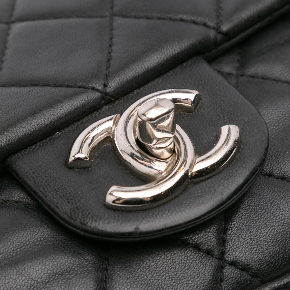 Black Leather Chanel Flap Bag