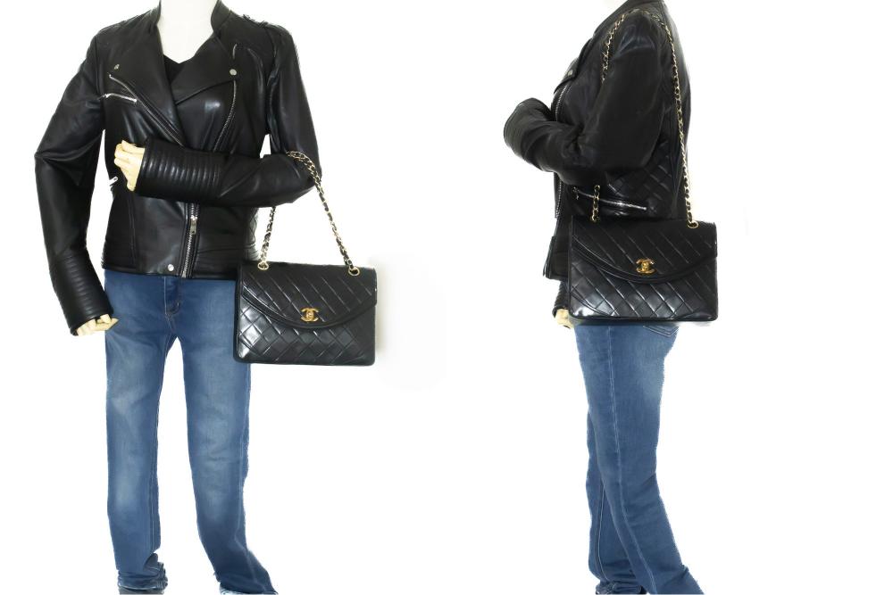 Black Leather Chanel Flap Bag