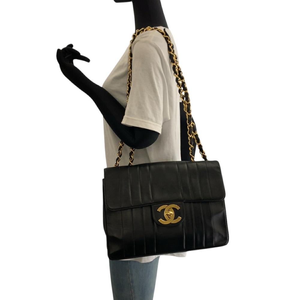 Black Leather Chanel Flap Bag