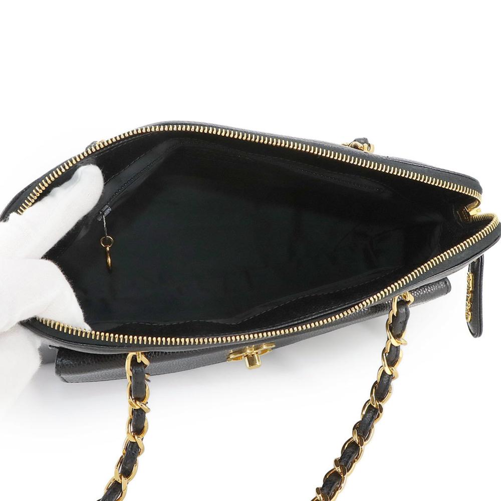 Black Leather Chanel Shoulder Bag