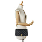 Black Leather Chanel Shoulder Bag