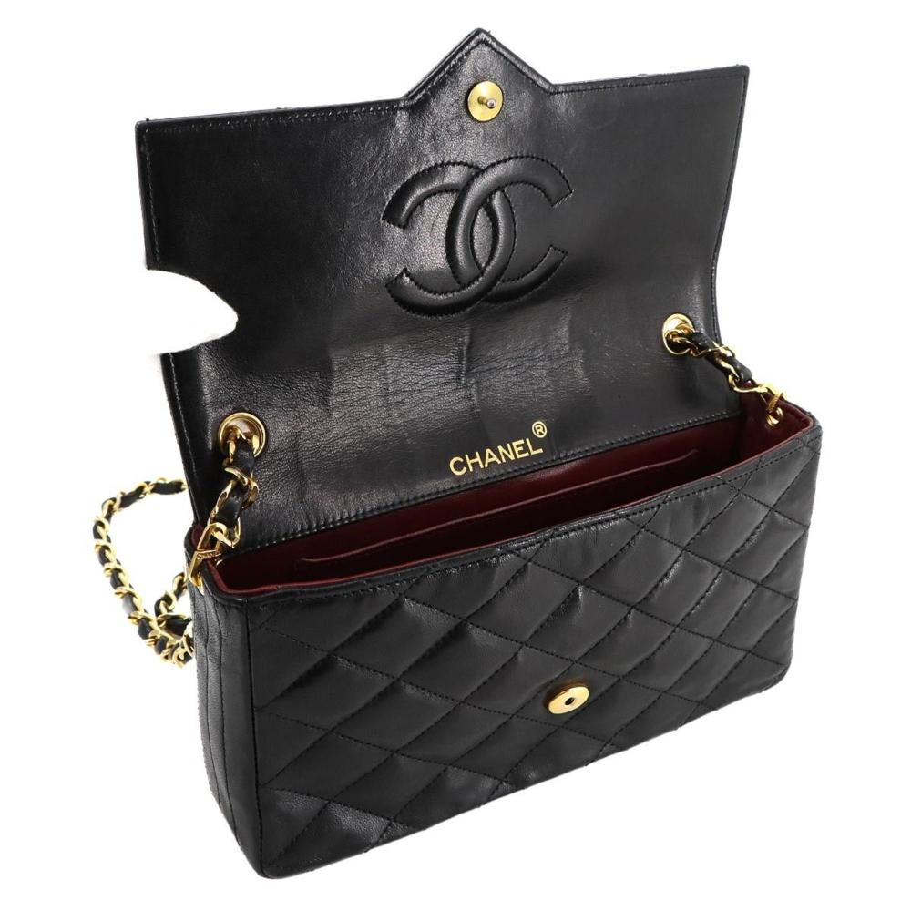Black Leather Chanel Shoulder Bag