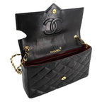 Black Leather Chanel Shoulder Bag