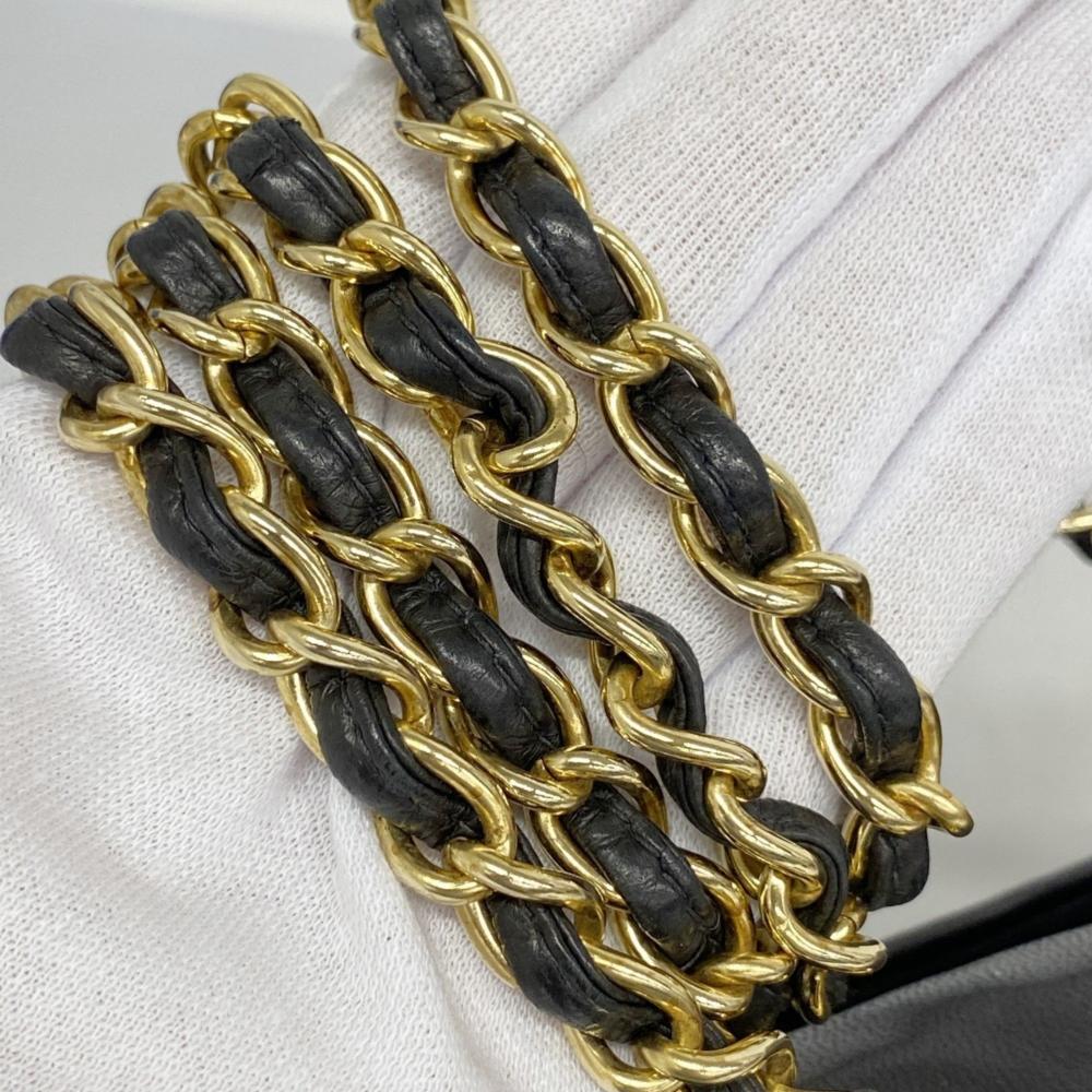 Black Leather Chanel Shoulder Bag