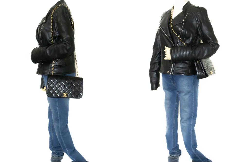 Black Leather Chanel Flap Bag