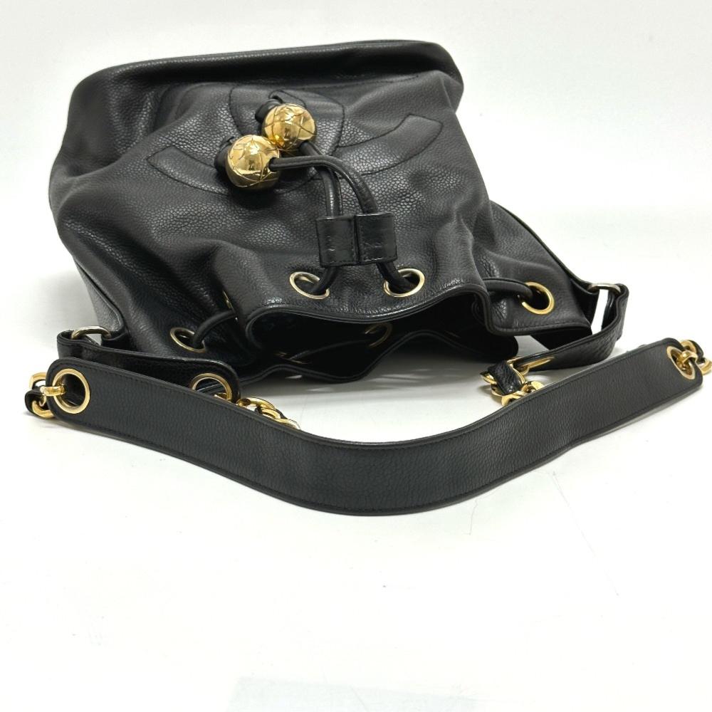 Black Leather Chanel Shoulder Bag