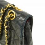 Black Leather Chanel Flap Bag