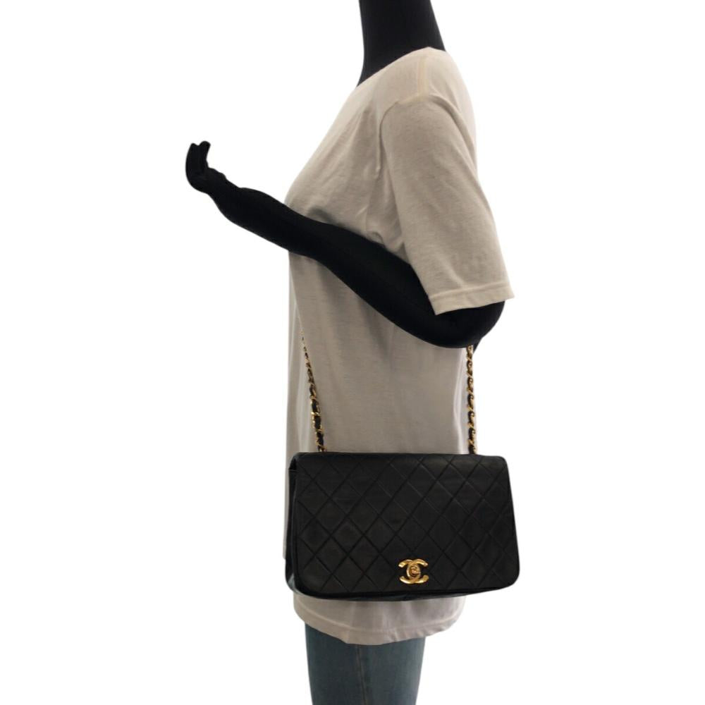 Black Leather Chanel Flap Bag