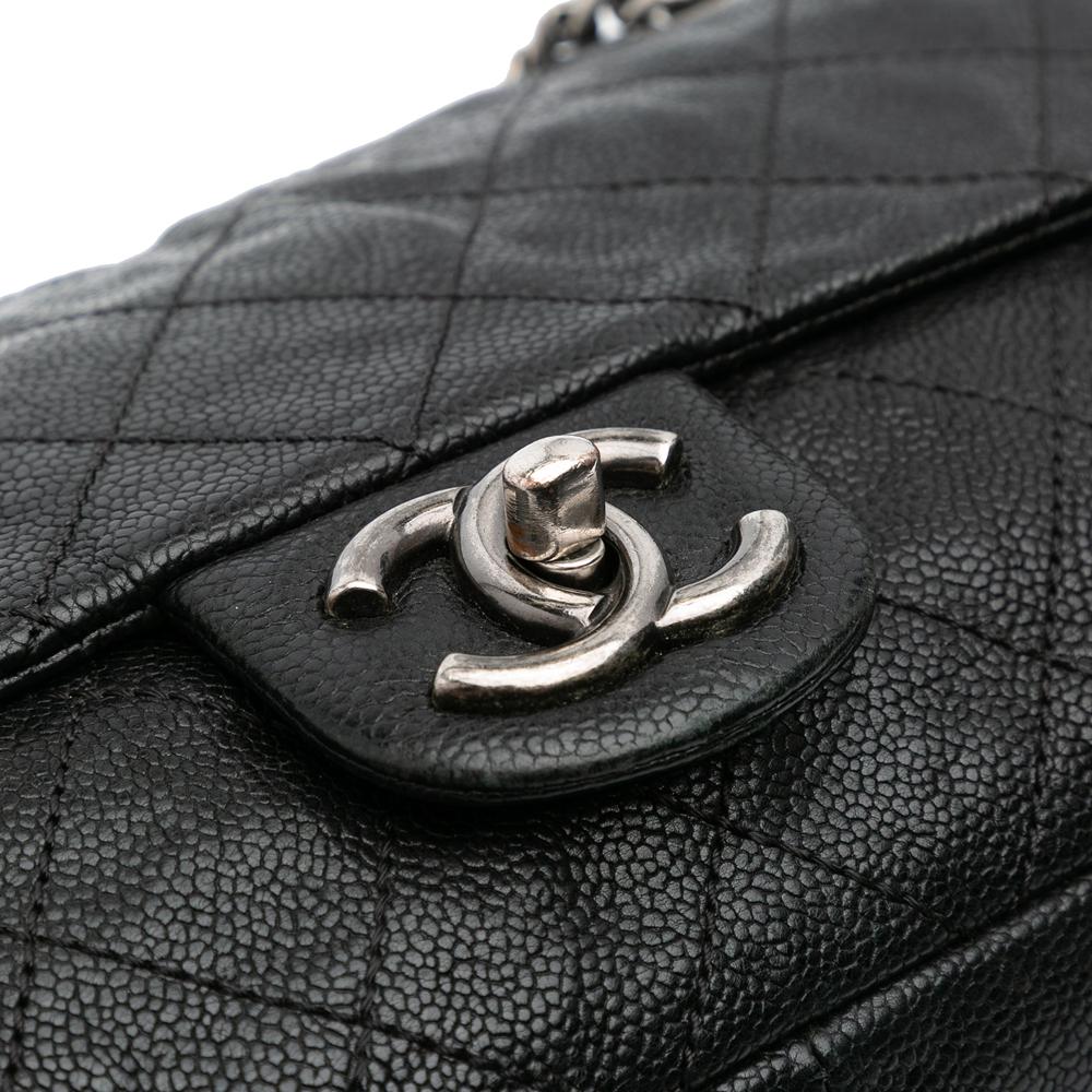 Black Leather Chanel Flap Bag