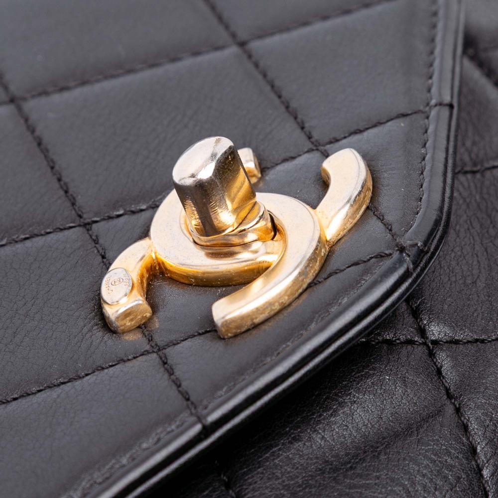 Black Leather Chanel Flap Bag