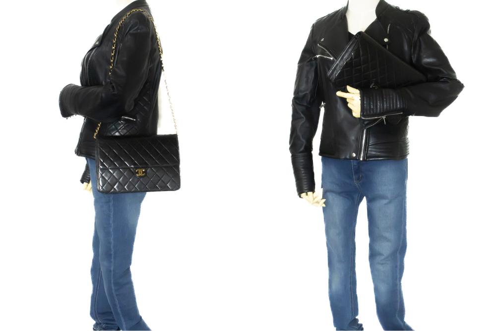 Black Leather Chanel Crossbody Bag