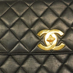 Black Leather Chanel Shoulder Bag