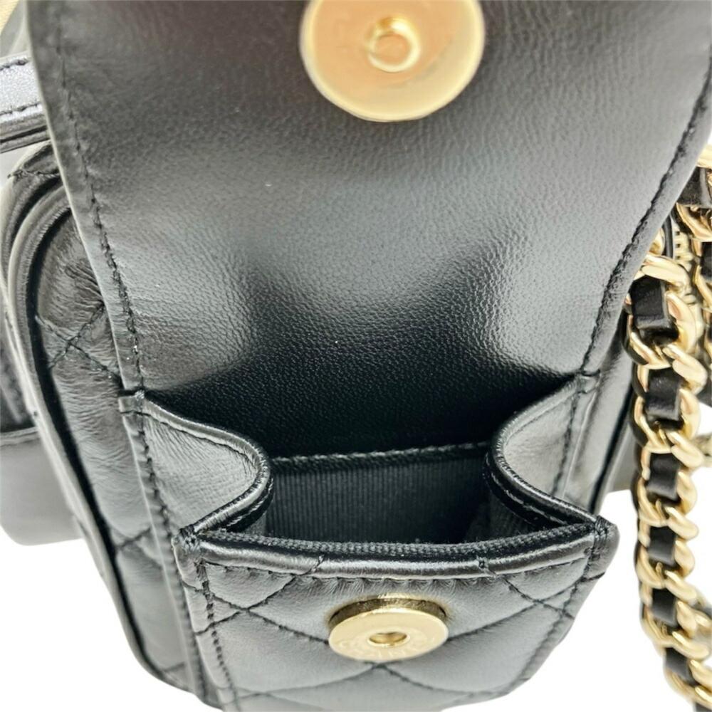 Black Leather Chanel Shoulder Bag