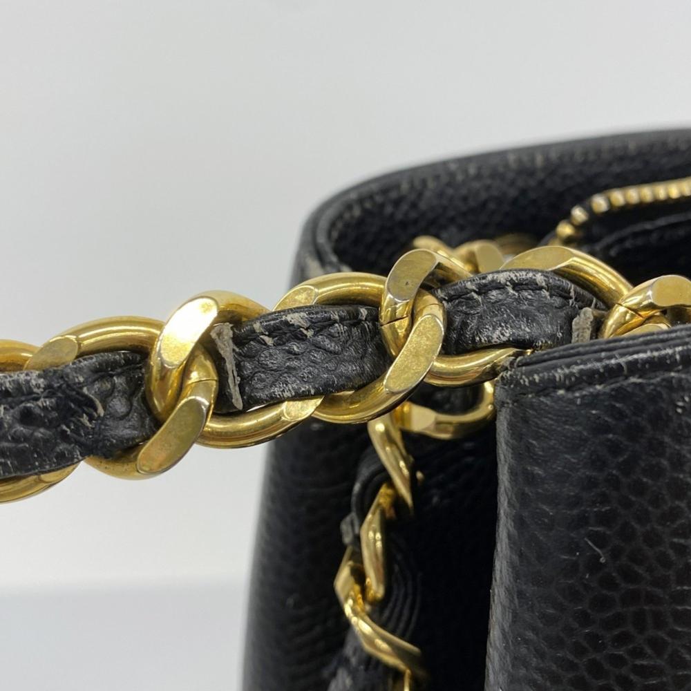 Black Leather Chanel Shoulder Bag