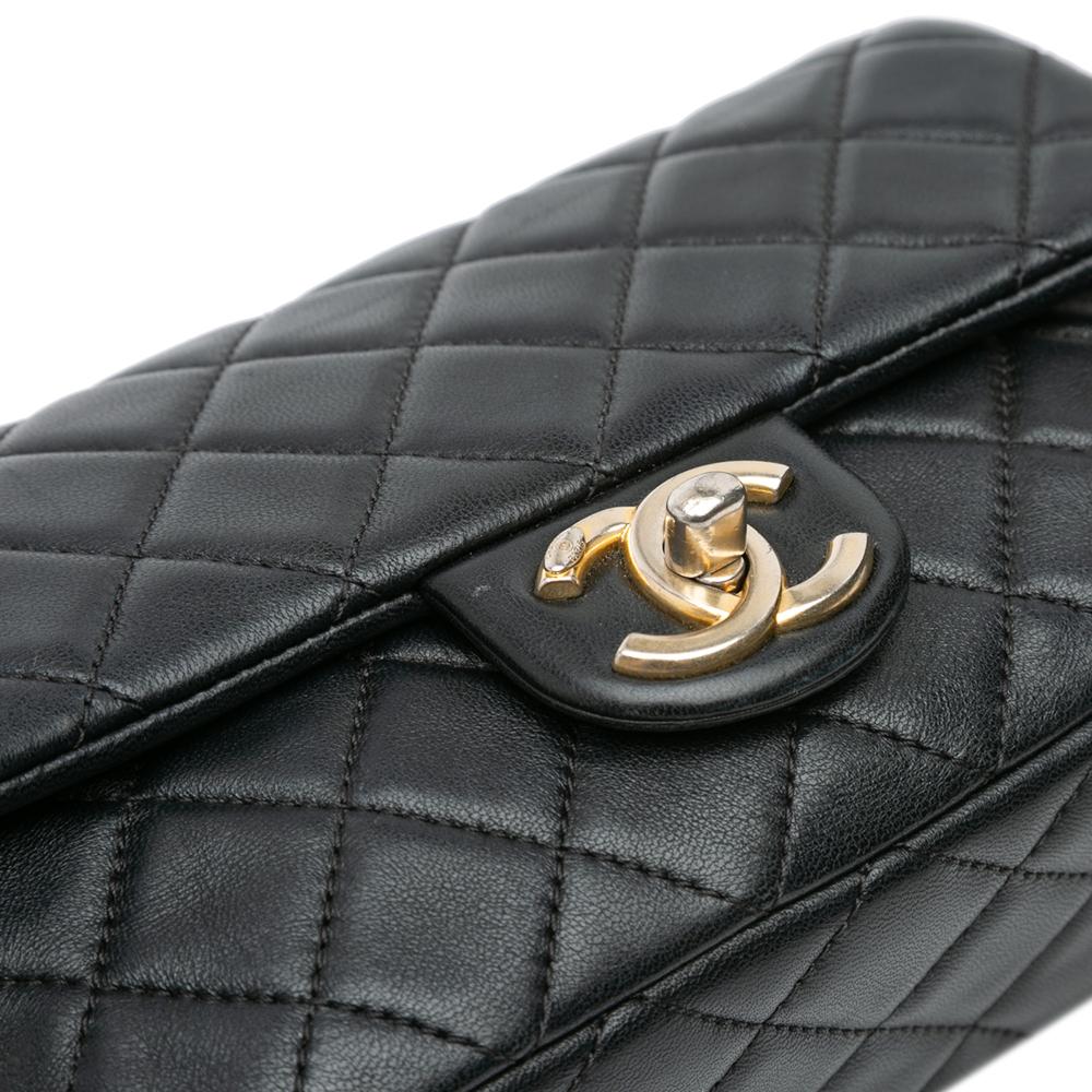 Black Leather Chanel Flap Bag