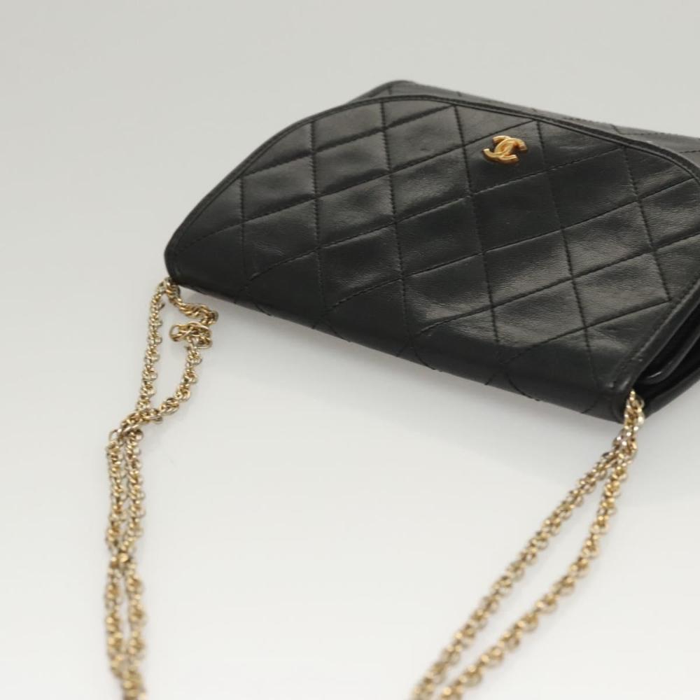Black Leather Chanel Shoulder Bag