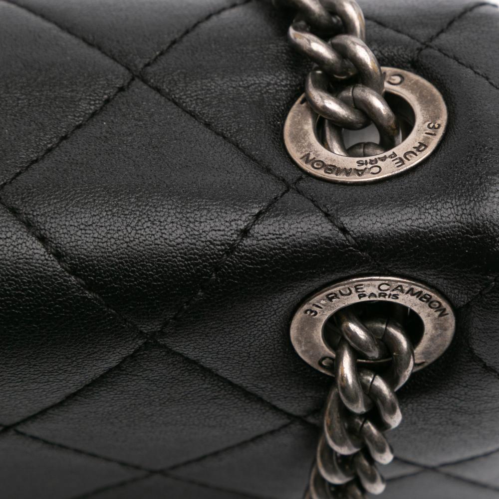 Black Leather Chanel Flap Bag
